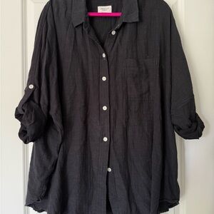 America Eagle Black Button-Up Shirt